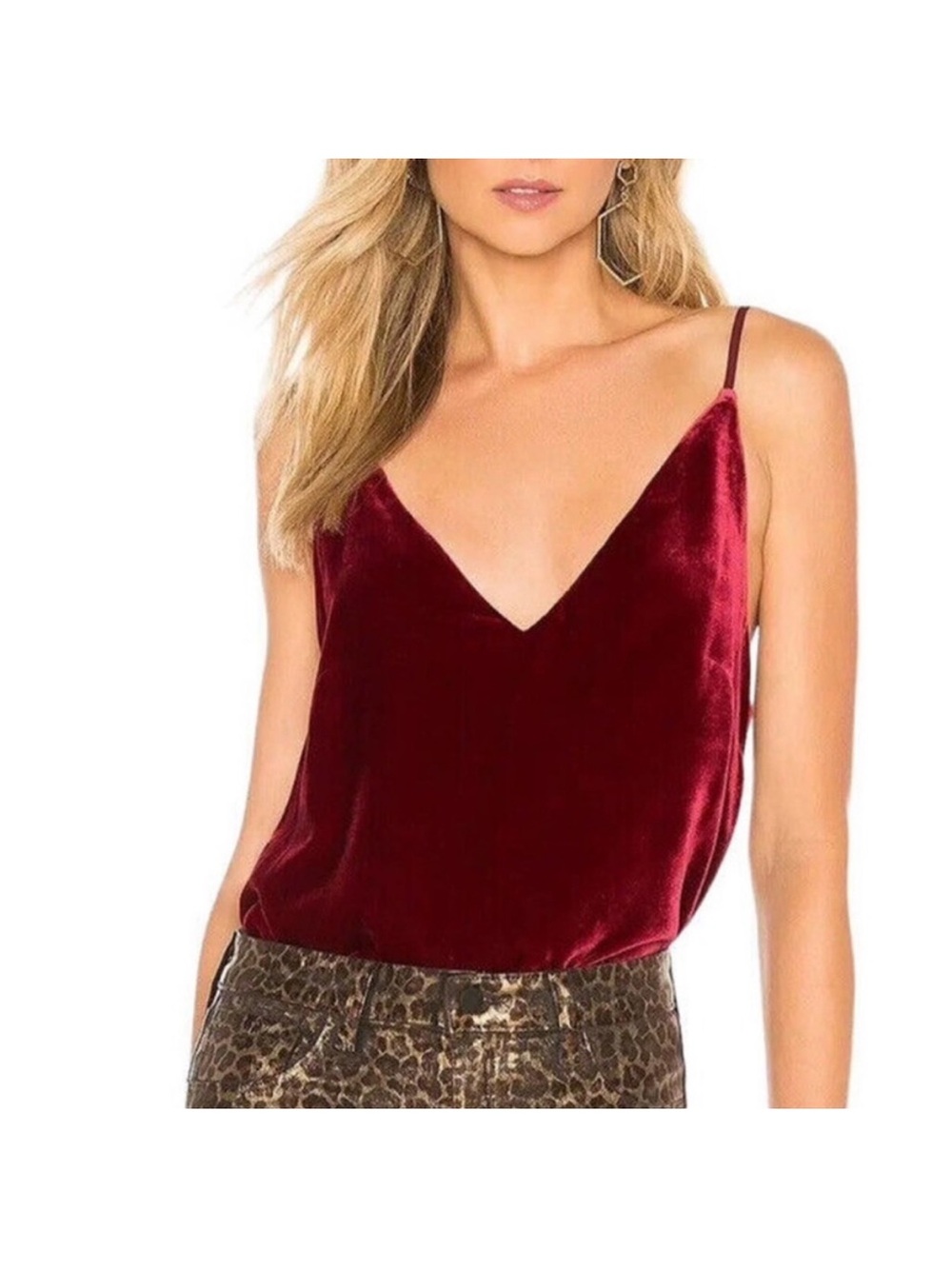 NWT L’AGENCE Velvet Silk Blend Cami Burgundy Wine XS